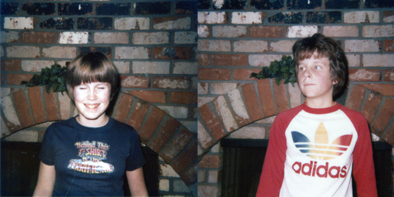 Dan and his sister sport their best 70's graphic T's (which are actually both kinda awesome...but still)