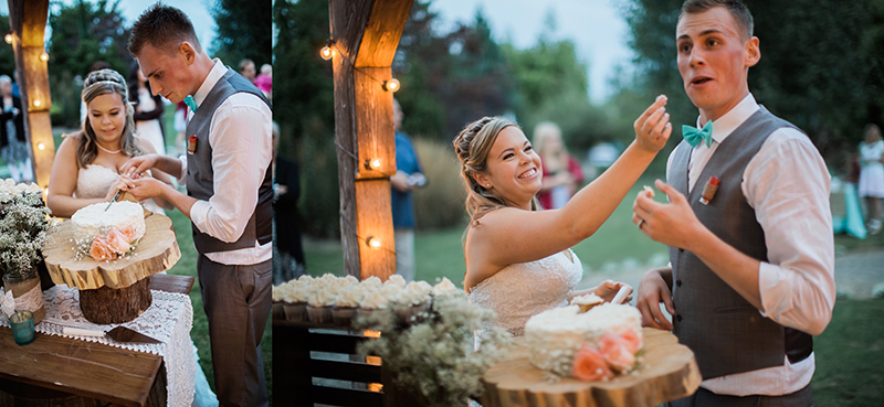 Bride and Groom Cutting the Cake