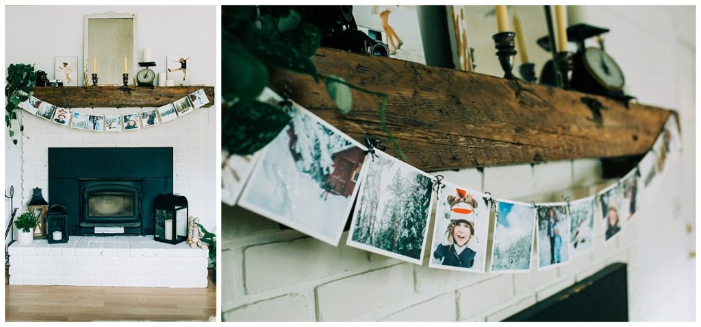 DIY winter mantel garland decor